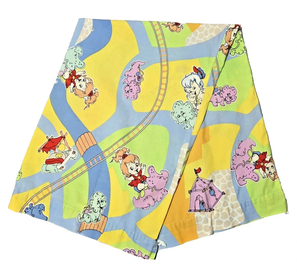 Vintage 1997 Cave Kids Pebbles & Bamm-Bamm Curtains Panels Hanna Barbera Retro